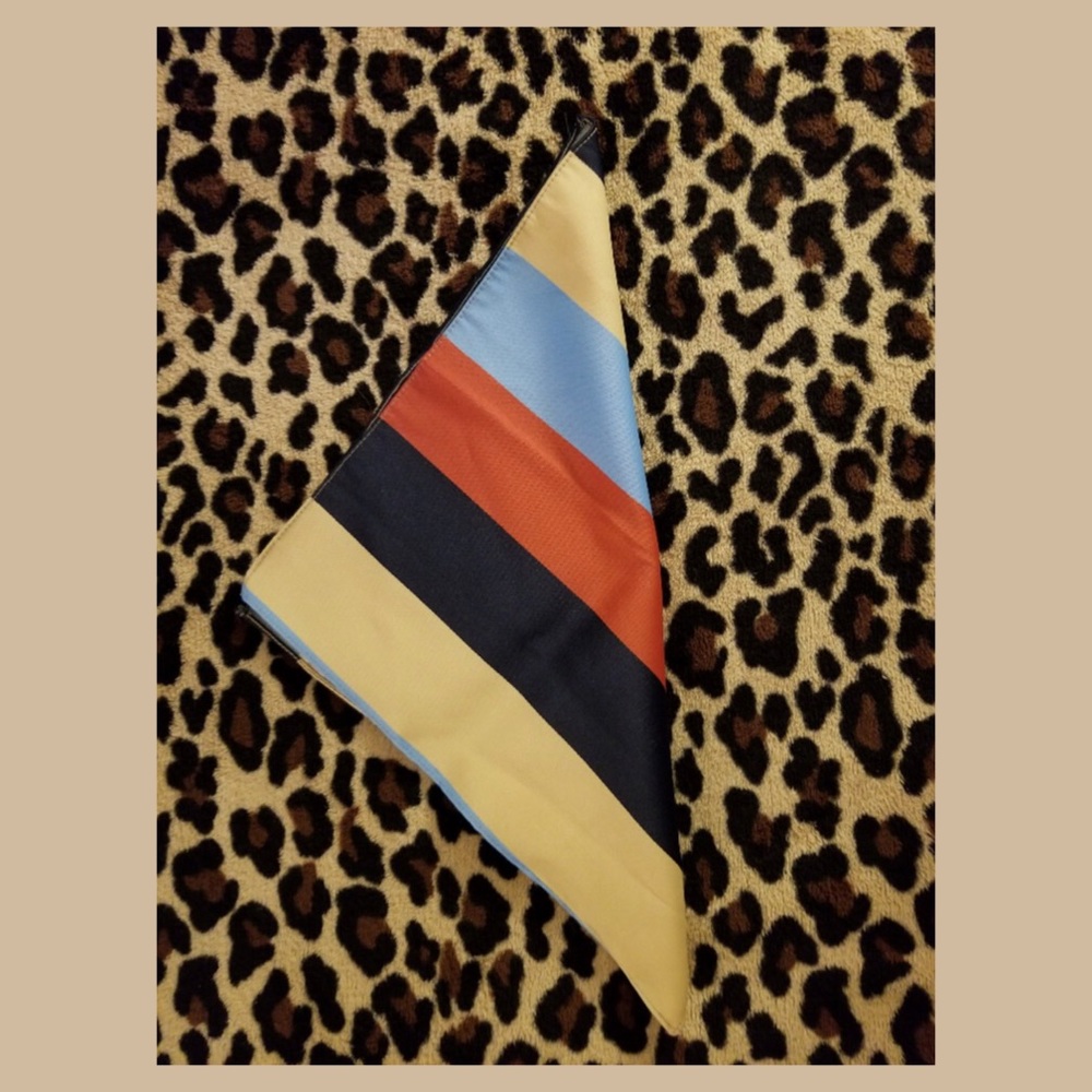 Vintage 1970s MOD Boho Chic Colorblock Rainbow Striped Handkerchief Scarf